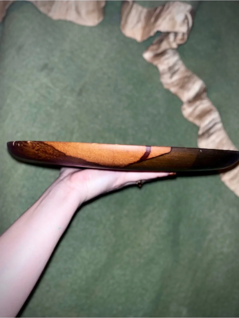 Vtg 1970s Hand-Turned, Grafted Hawaiian Mango Wood 12” Serving Plate